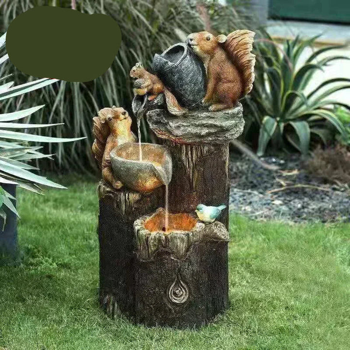 Weerbestendige fontein met dierfiguren voor elke buitenruimte.