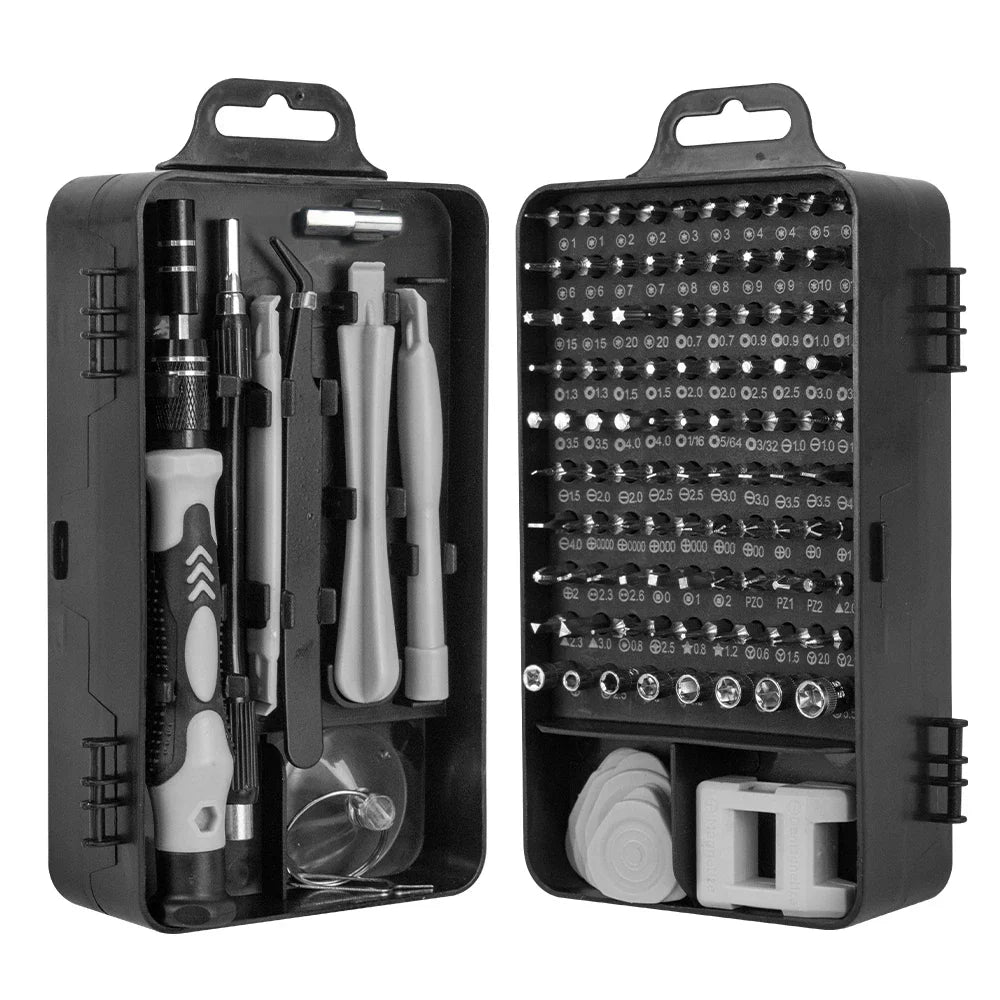 Professionele ProFix 115-in-1 reparatieset met magnetische precisie schroevendraaiers voor fijne techniek.