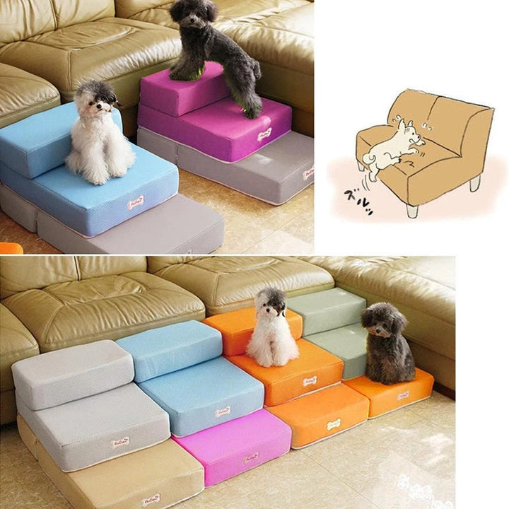 Comfortabele 2-lagen dierentrap. Ideaal voor puppy, oude hond en katten. Zorgt voor gemakkelijke toegang tot meubels.