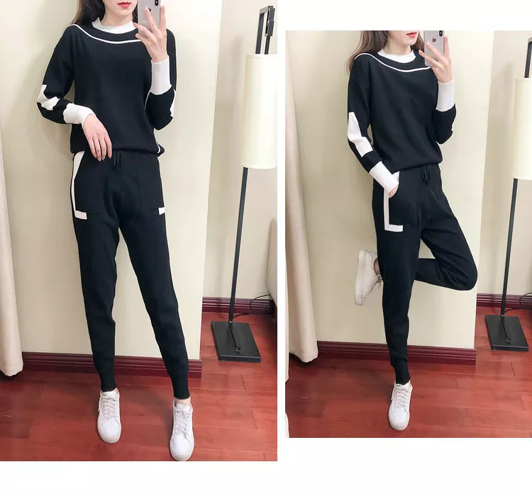 Zijdezachte afwerking van de zwarte dames sportkleding set