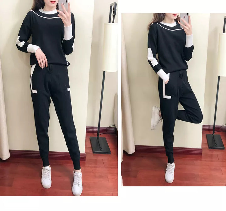Zijdezachte afwerking van de zwarte dames sportkleding set