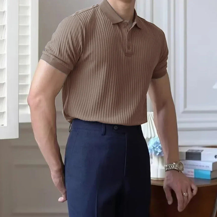 Donkere zomerkleding herenpolo Barrett met elegante kraag en fijne structuur