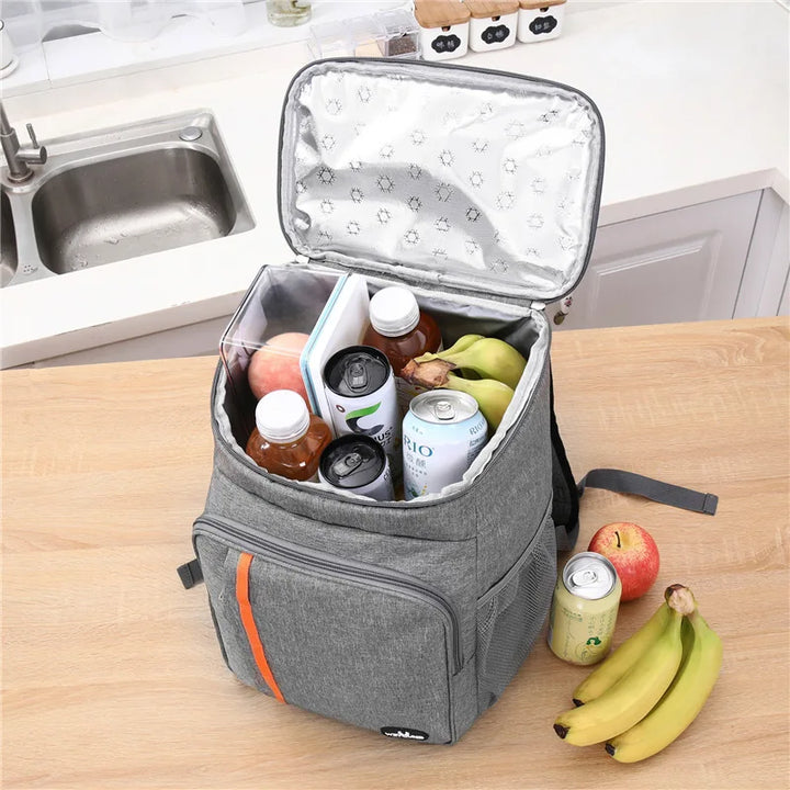Ruime grijze 18L Serin lunchtas met isolatie; perfect voor picknick, werk, school; houdt inhoud koel.