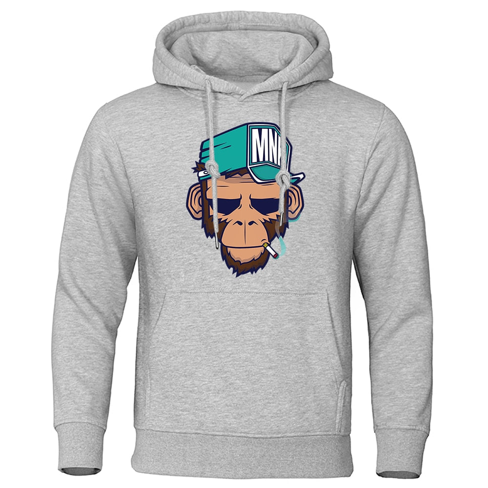 Heren hoodie met unieke apenprint, perfect voor casual streetwear en moderne herenmode.