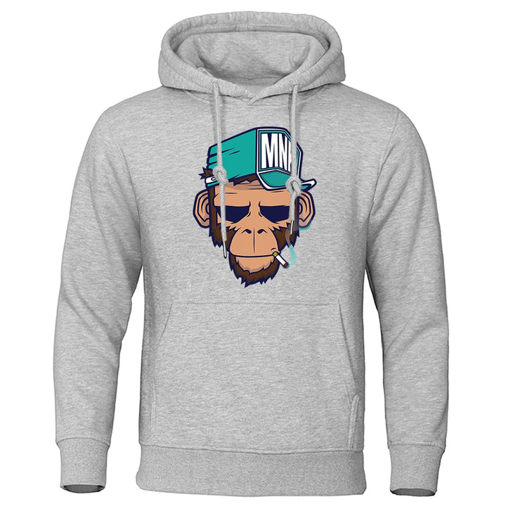 Heren hoodie met unieke apenprint, perfect voor casual streetwear en moderne herenmode.