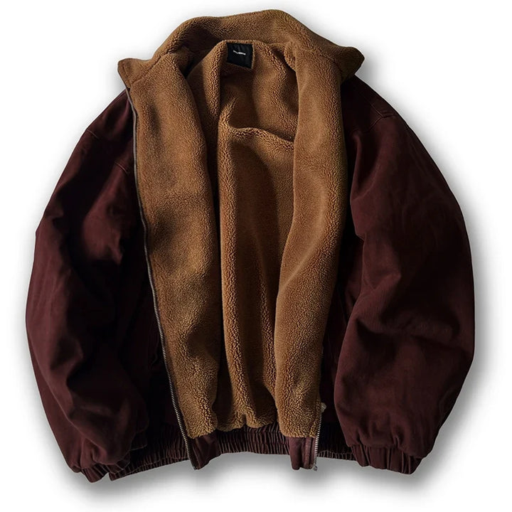Stijlvolle retro gewatteerde jas en fleece voor herenmode