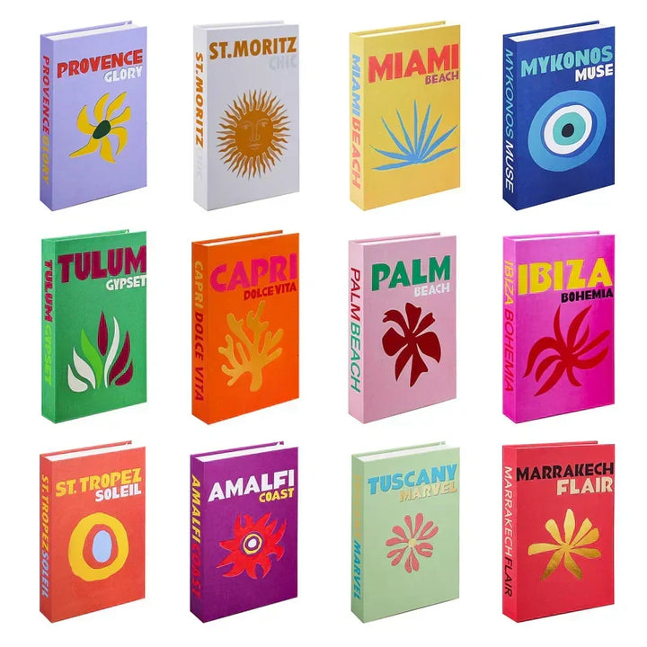 Overzicht van diverse gekleurde decoratieve boeken voor een stijlvol interieur