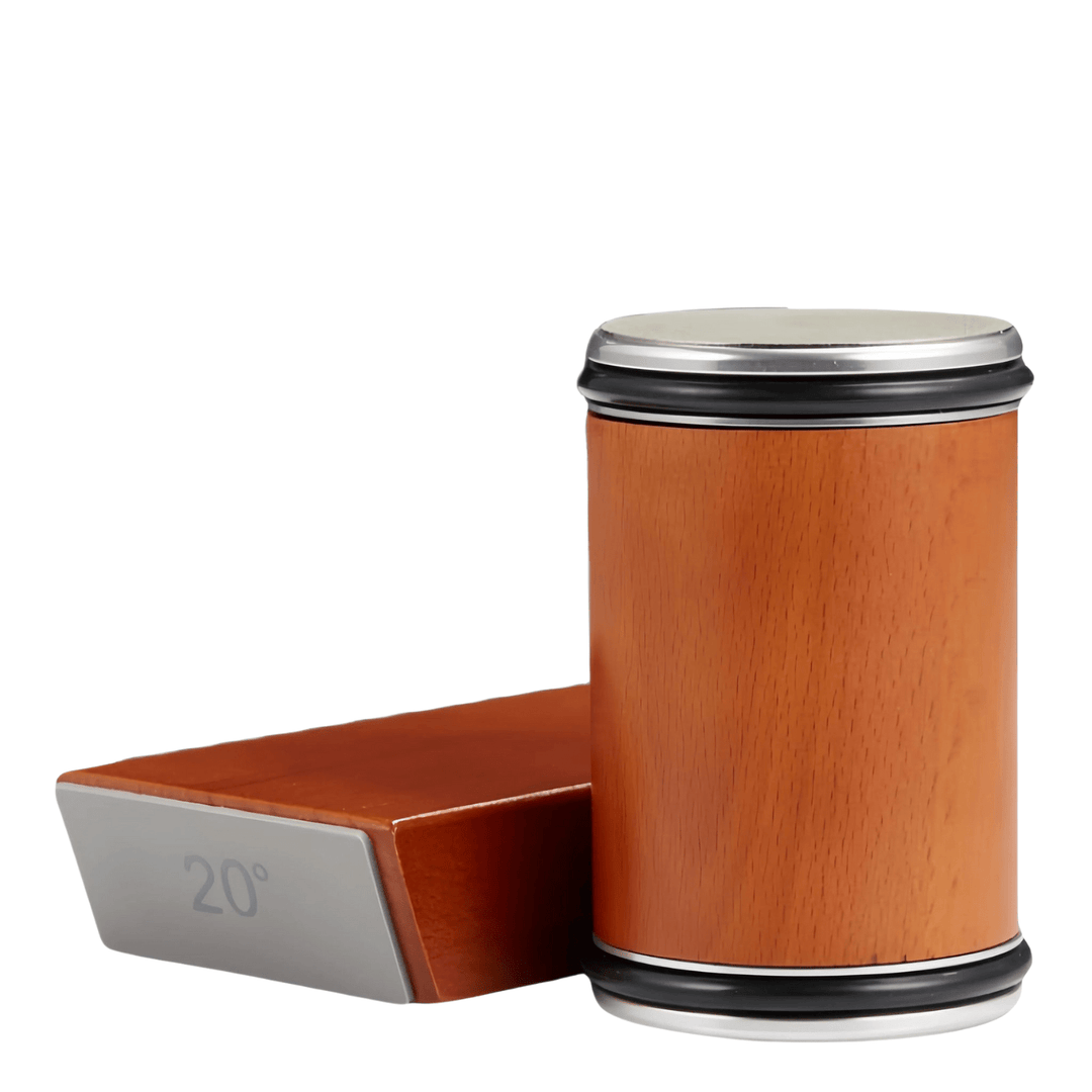 Luxe houten messenslijper set met slijpblok en wieltje