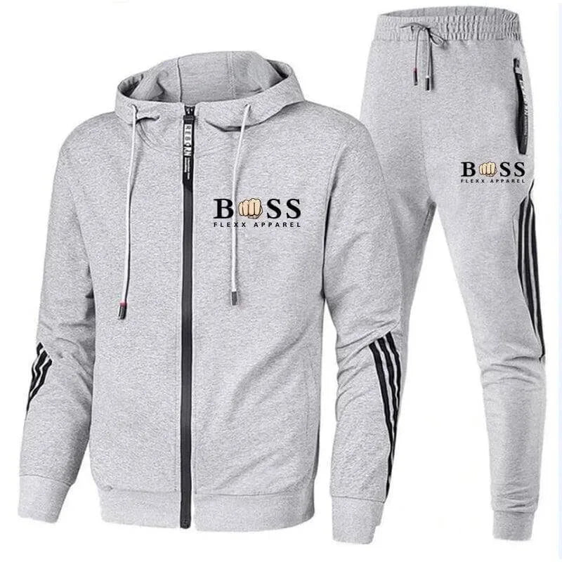 Comfortabel heren sport trainingspak met hoodie in detail, ideaal voor fitness en workout