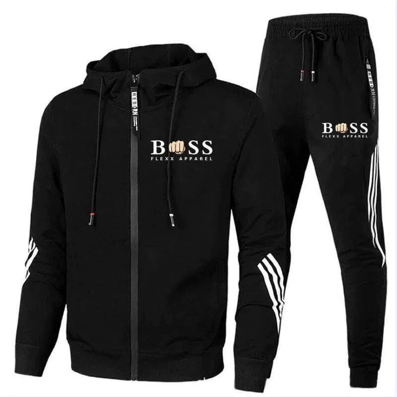 Zwart heren sport trainingspak met hoodie en bijpassende broek