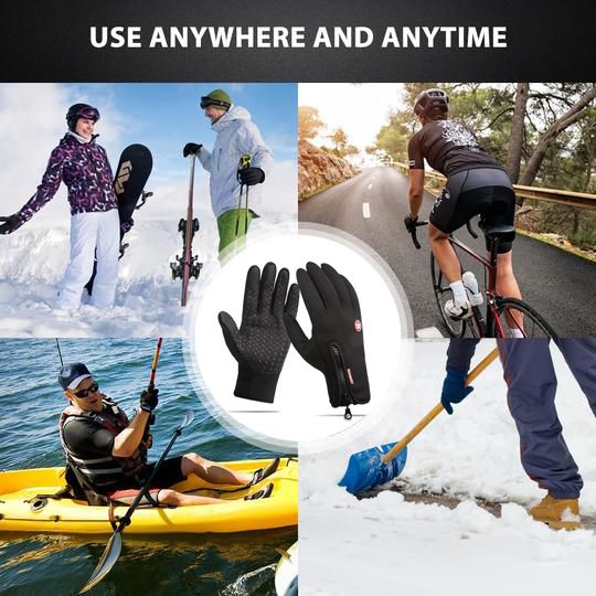 Mensen die winterhandschoenen dragen tijdens diverse buitenactiviteiten