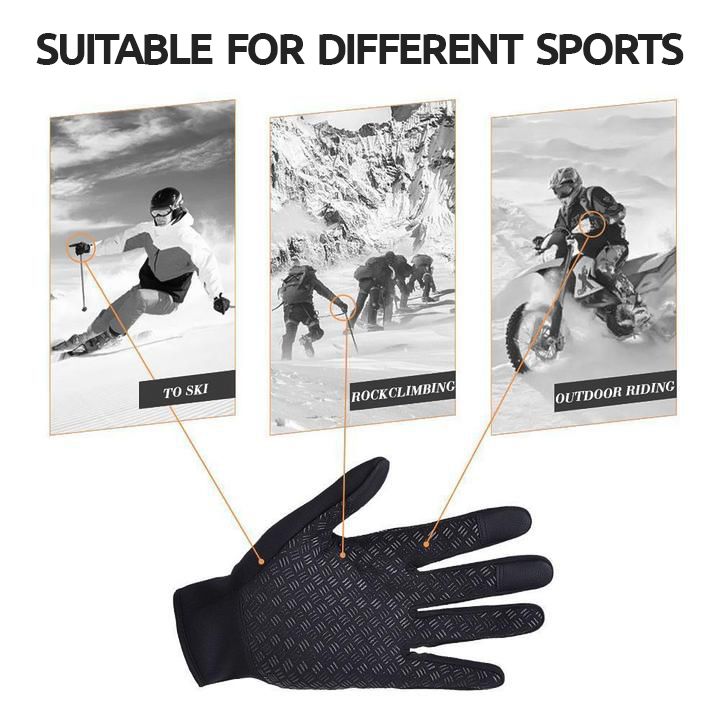 Zwarte waterdichte winterhandschoenen met touchscreen functie voor sport