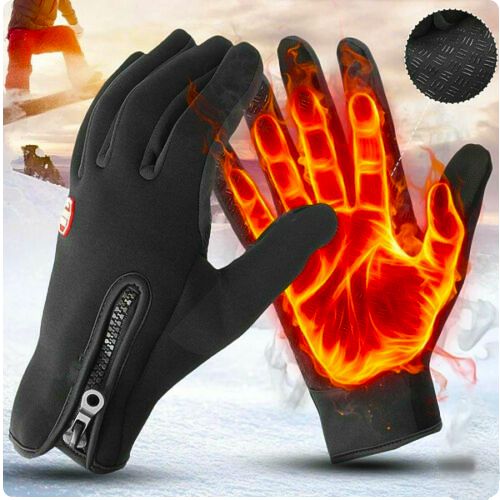 Zwarte thermische handschoenen met touchscreen-functie en ritssluiting