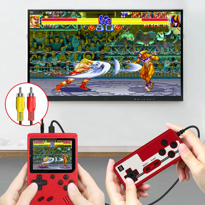 Klassieke retro console met intuïtieve knoppen. 400 spellen garanderen plezier, draagbaar en vol nostalgisch gaming.