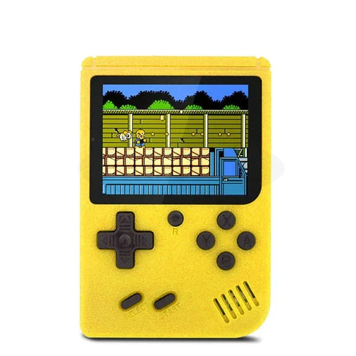 Close-up van de handheld retro spelconsole. Ervaar 400 nostalgische games, overal en altijd.