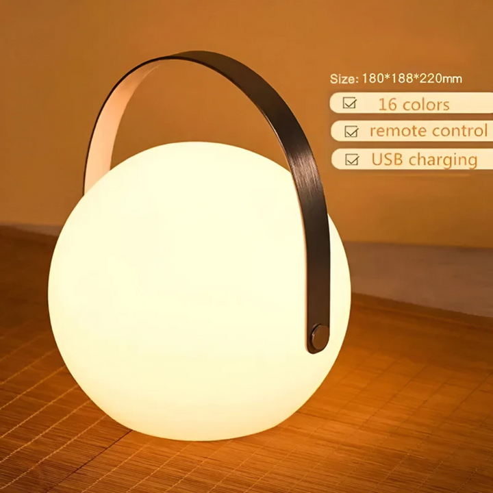 Detailopname van de led verlichting en knop van de draagbare lamp
