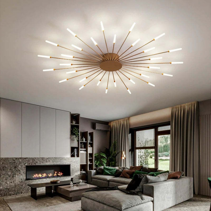 Stijlvolle zwarte plafondlamp met moderne LED strips