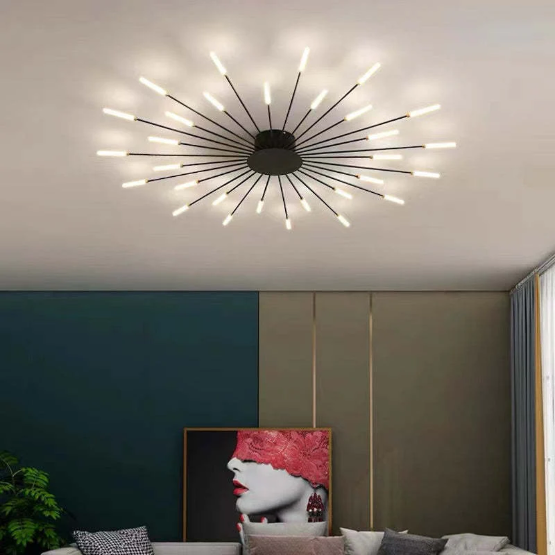 Moderne grote LED plafondlamp in stijlvol zwart en goud