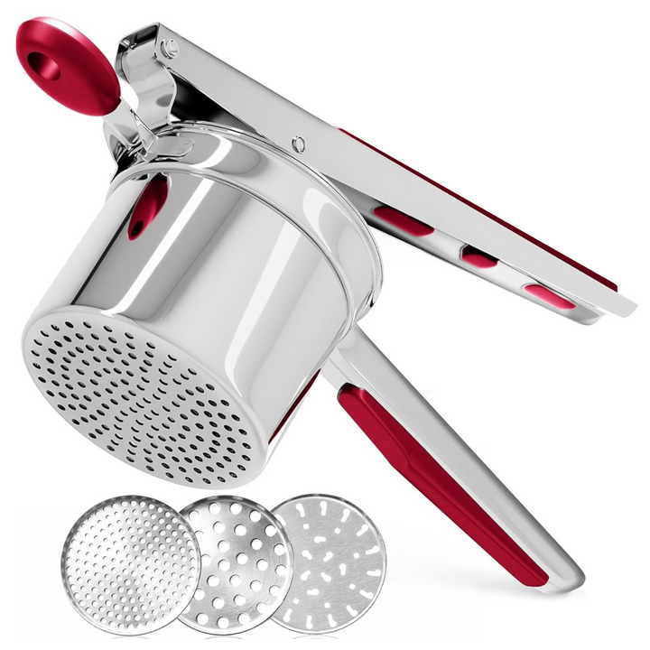 Zware RVS aardappelpers, essentieel keukengerei voor het moeiteloos maken van puree.