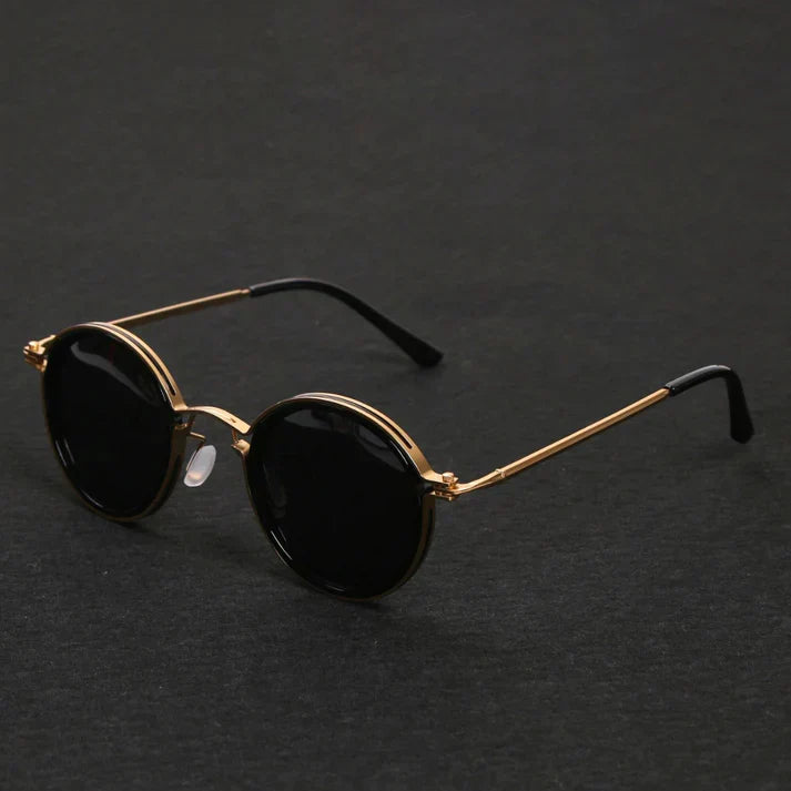 Zwarte gepolariseerde unisex zonnebril met metalen details en comfort