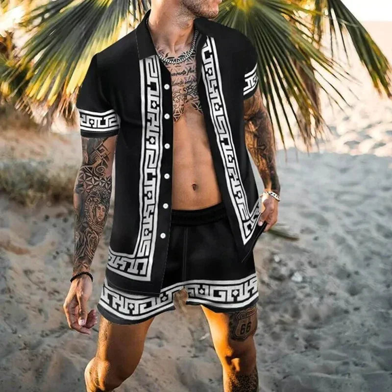 Model draagt trendy zomerset voor heren