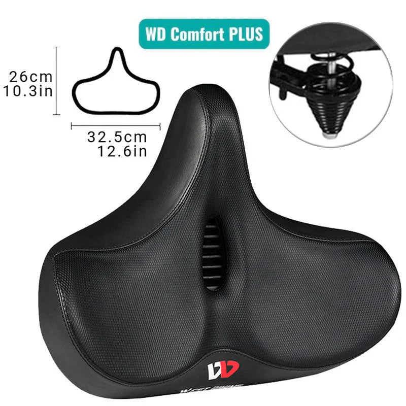 Fietszadel WD Comfort met afmetingen en schokabsorberende onderzijde
