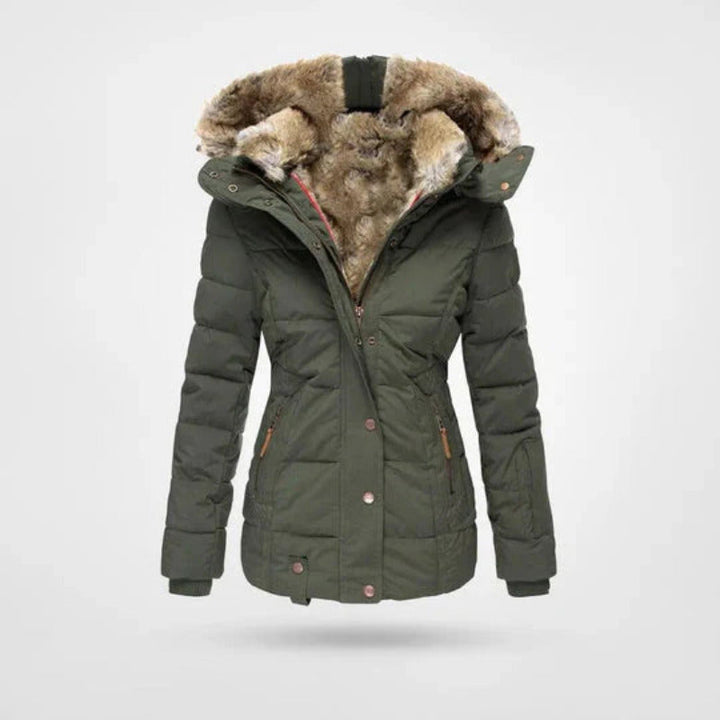 Groene dames winterjas voor de koude winterdagen