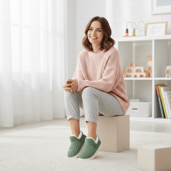 Zachte dames sloffen, ideaal als warme winterpantoffels voor binnenshuis.