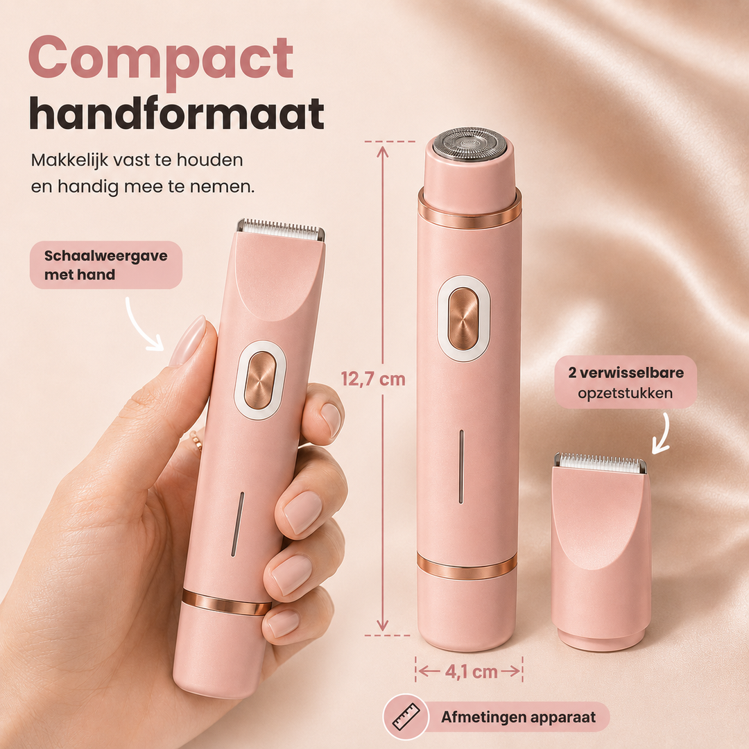 Dames elektrisch scheerapparaat voor een superglad resultaat op gezicht en lichaam, zonder irritatie, met USB-C.