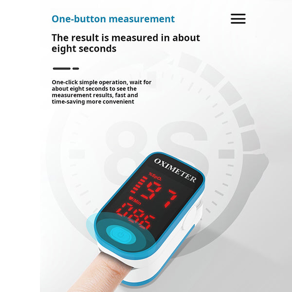 Compacte en robuuste pulsoximeter voor dagelijks gebruik, meet snel O2 en hartslag.