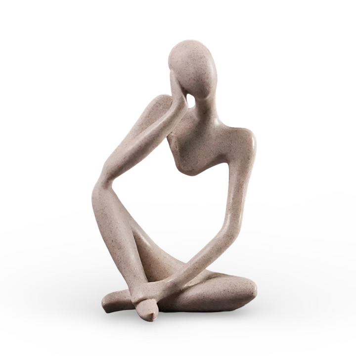 Elegante abstracte denker sculptuur, modern hars beeld voor verfijnde woondecoratie.
