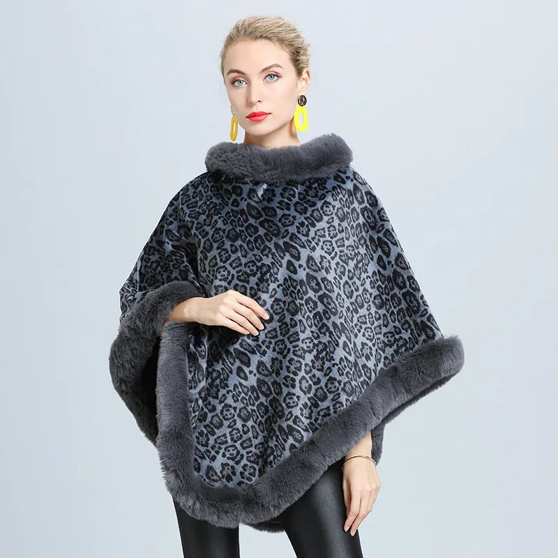 Zwarte gebreide poncho deken voor dames, comfortabel en warm
