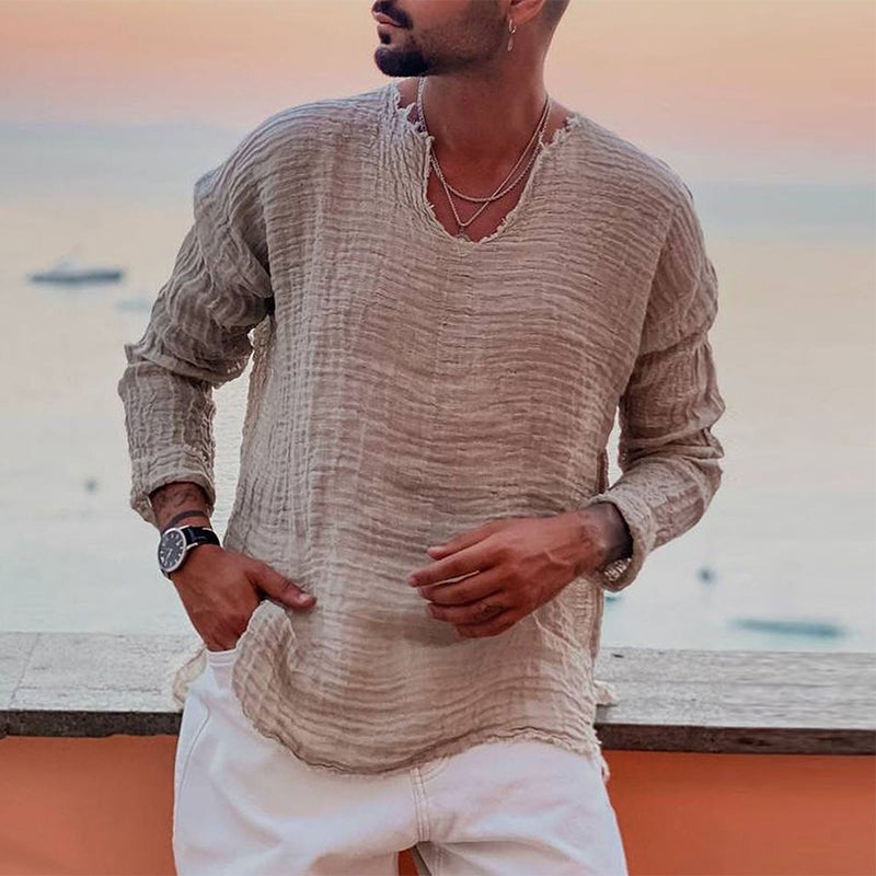 Ademend heren zomershirt met ronde hals, lichtgewicht en comfortabel voor een casual zomerstijl.