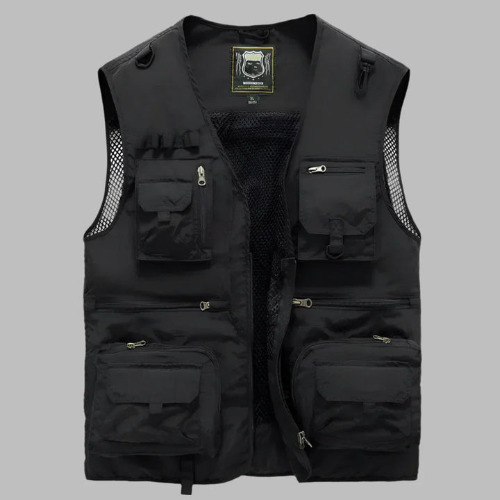 Sportief, waterafstotend heren zomervest met vele zakken; perfect voor functionele outdoor zomerkleding.