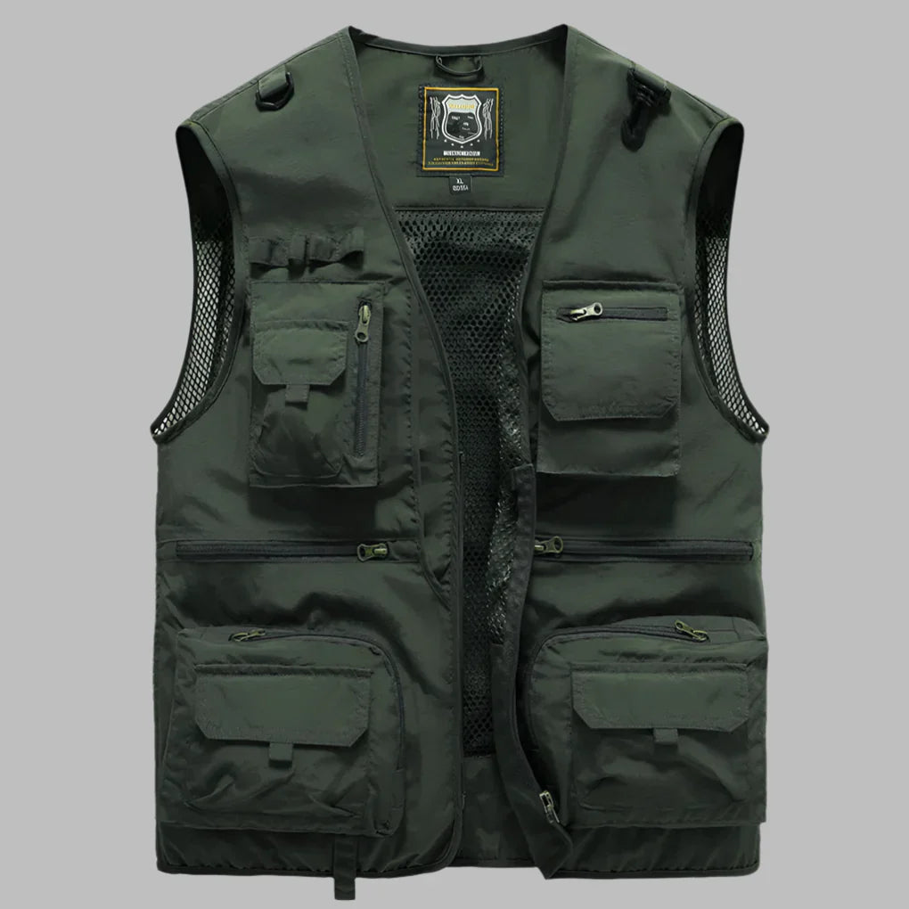Nieuw functioneel heren zomervest, ademend en waterafstotend met handige zakken voor outdoor avonturen.