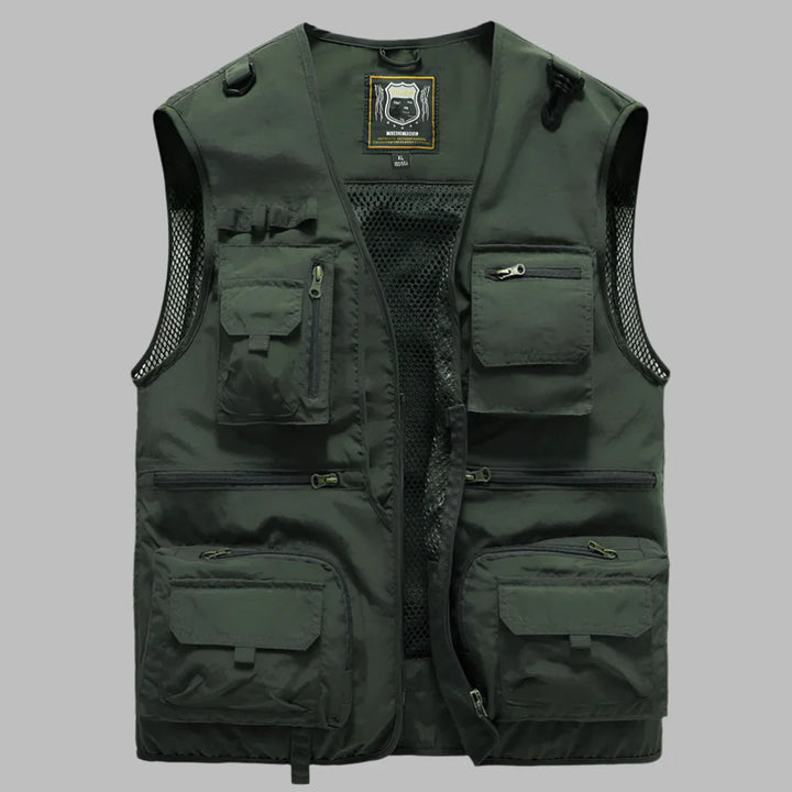 Nieuw functioneel heren zomervest, ademend en waterafstotend met handige zakken voor outdoor avonturen.