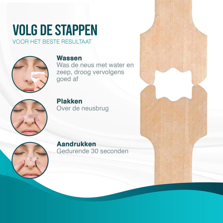 Verpakking AirFlow Neusstrips (100 stuks). Verlicht neusverstopping bij verkoudheid, allergie en verbetert welzijn.