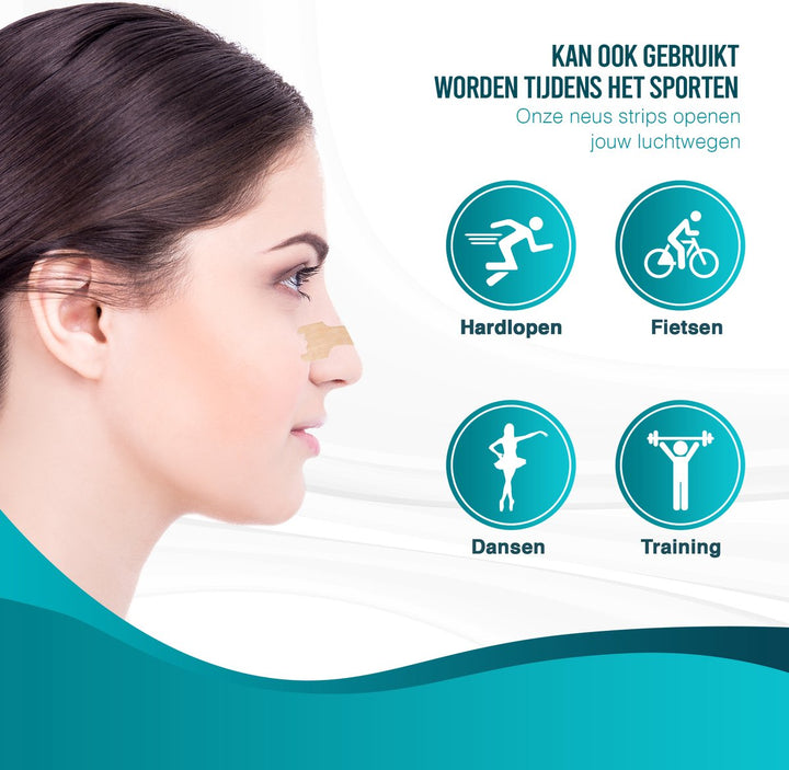 AirFlow neusstrips tonen flexibiliteit, essentieel voor effectieve ademhaling bij slaap, sport en allergie.
