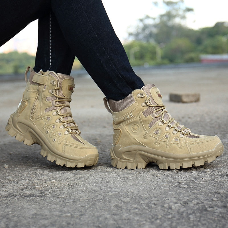 Heren militaire werkschoenen met stalen neus en antislip zool