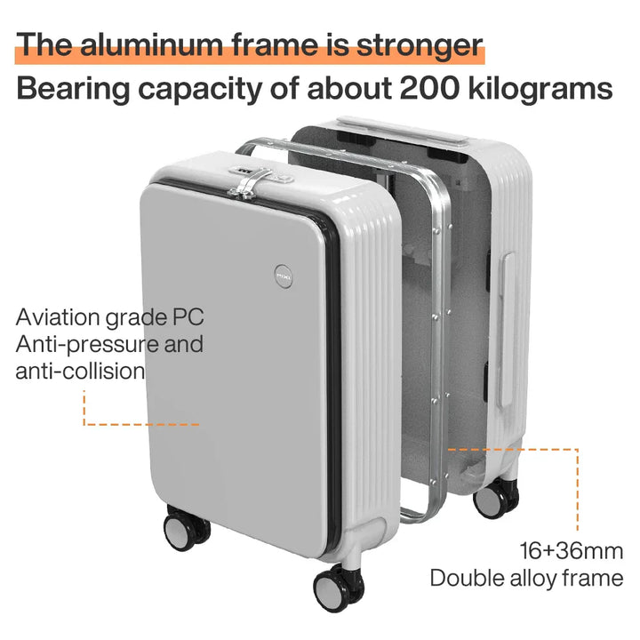 Stijlvolle lichtgewicht aluminium hardshell koffer 'Turin' met USB voor modern reizen.