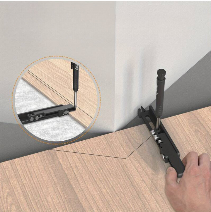 Precisie markeergereedschap: aluminium multitool voor nauwkeurige meetlijnen bij klussen & houtbewerking.