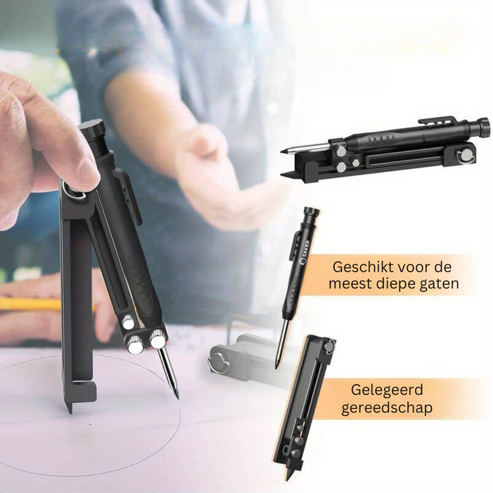 Multifunctioneel meet- en markeergereedschap voor klussers. Creëer nauwkeurige meetlijnen & contouren bij houtbewerking.