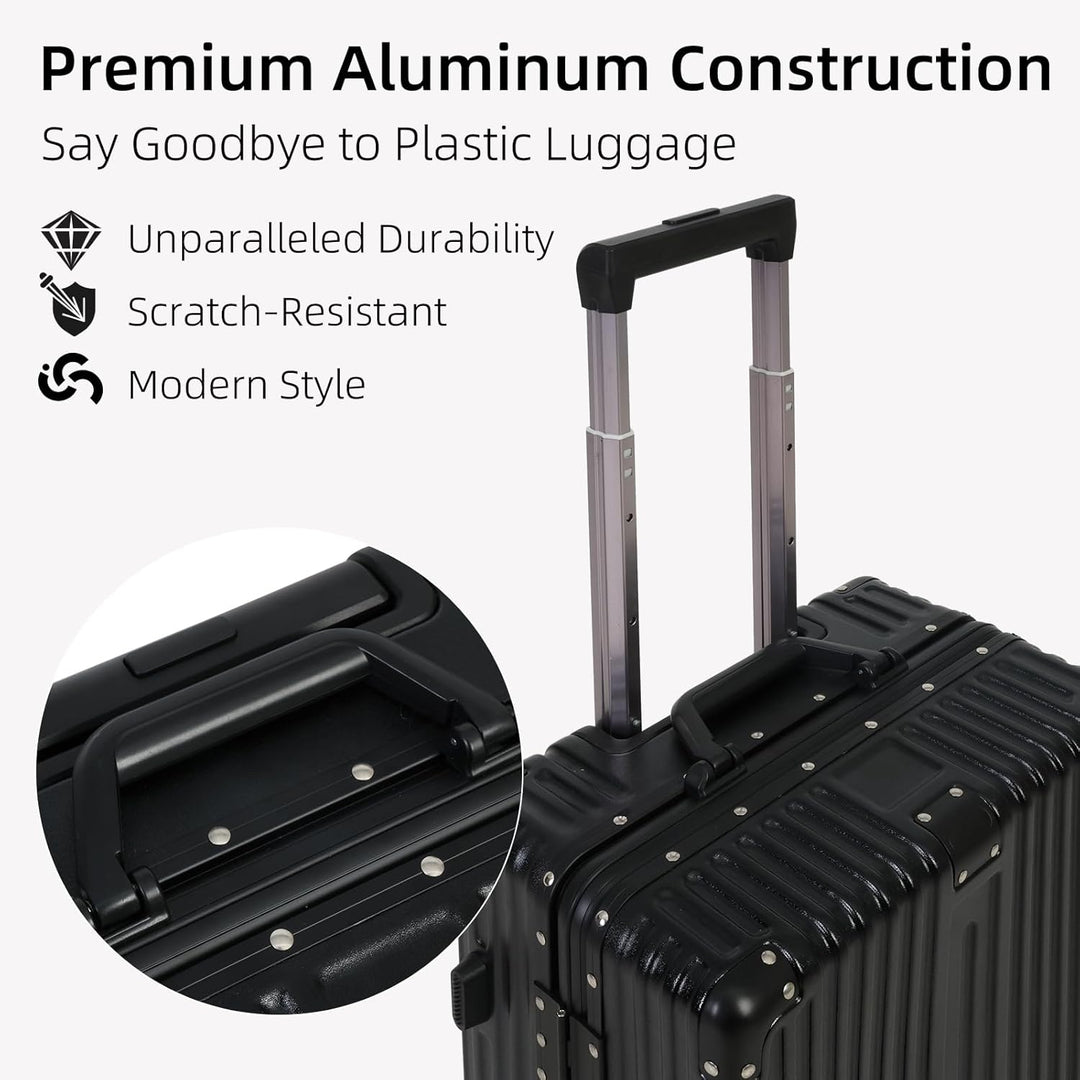 Handbagage koffer met veilig TSA-slot en robuust aluminium frame voor zorgeloos reizen.