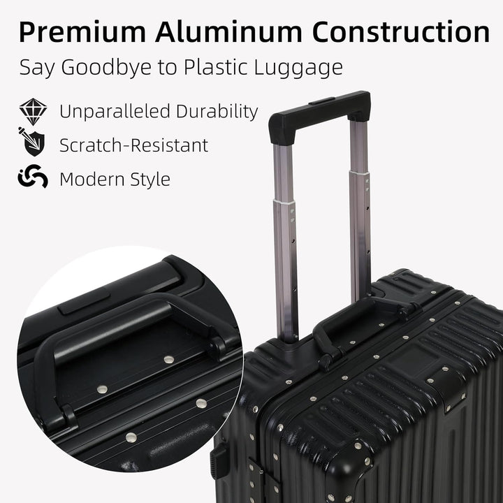Handbagage koffer met veilig TSA-slot en robuust aluminium frame voor zorgeloos reizen.