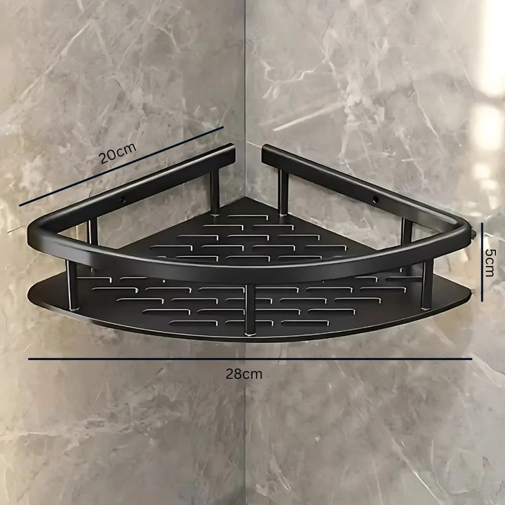 Praktische zelfklevende doucheplank van aluminium; ideaal voor opbergen van badkameraccessoires.