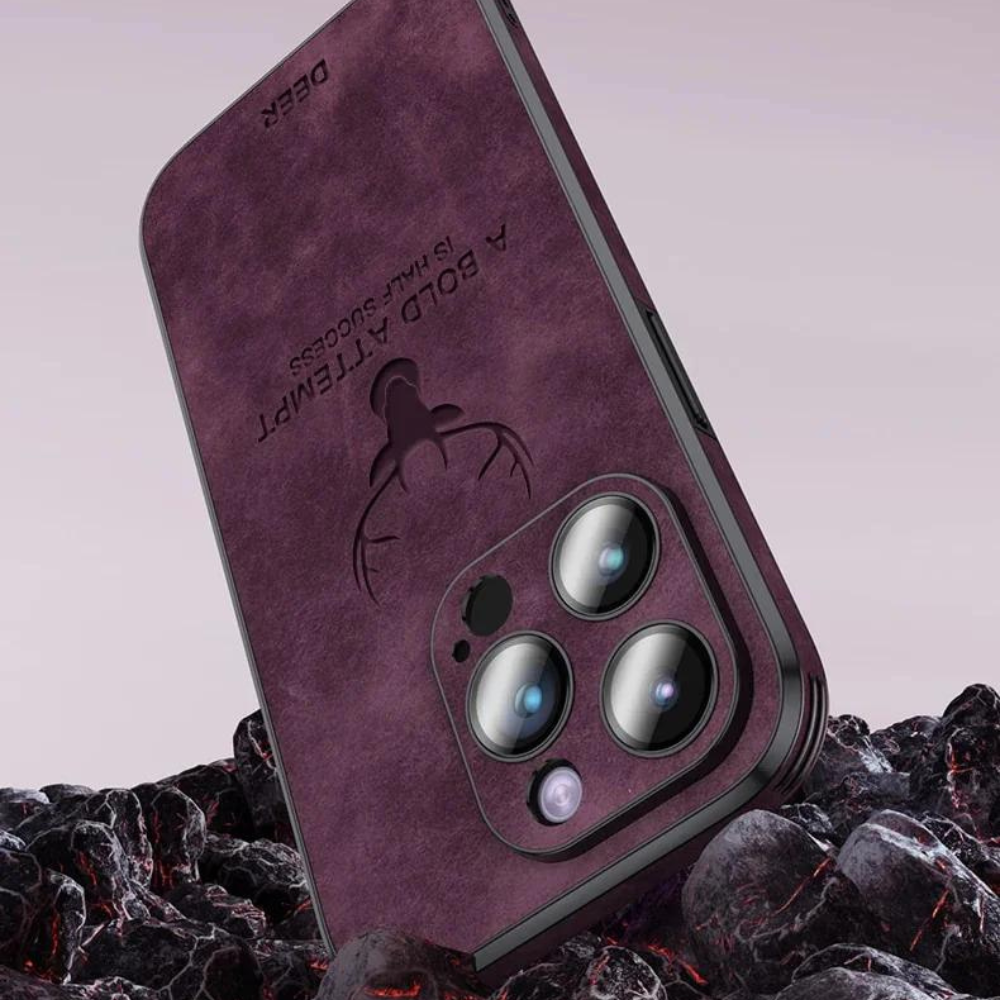 Donkerbruin leren iPhone hoes, voor een gedistingeerde en veilige telefoon.