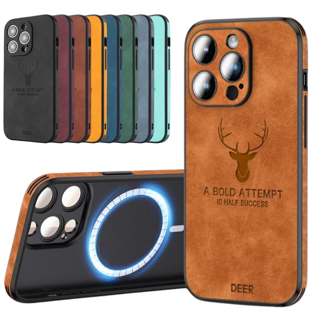 Stijlvol zwart leren iPhone hoesje, optimale telefoonbescherming en elegantie.