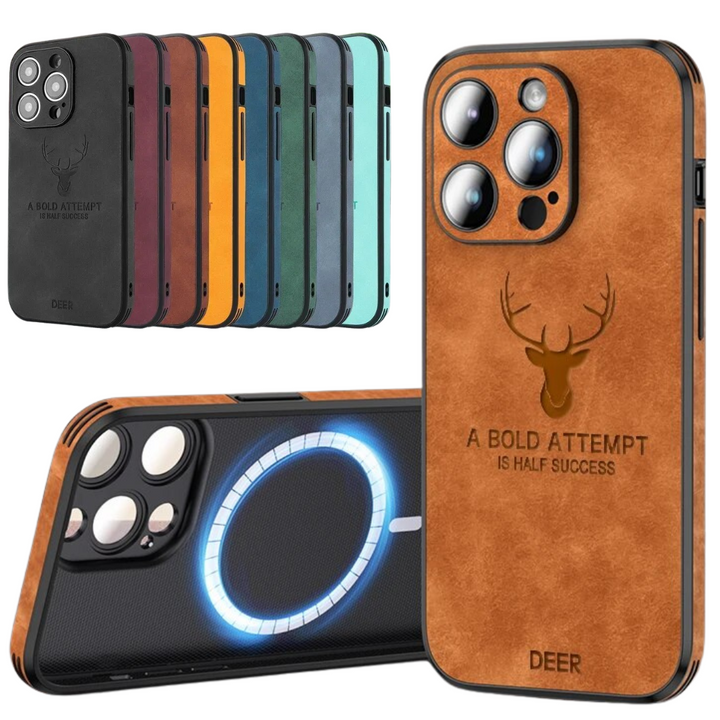Stijlvol zwart leren iPhone hoesje, optimale telefoonbescherming en elegantie.