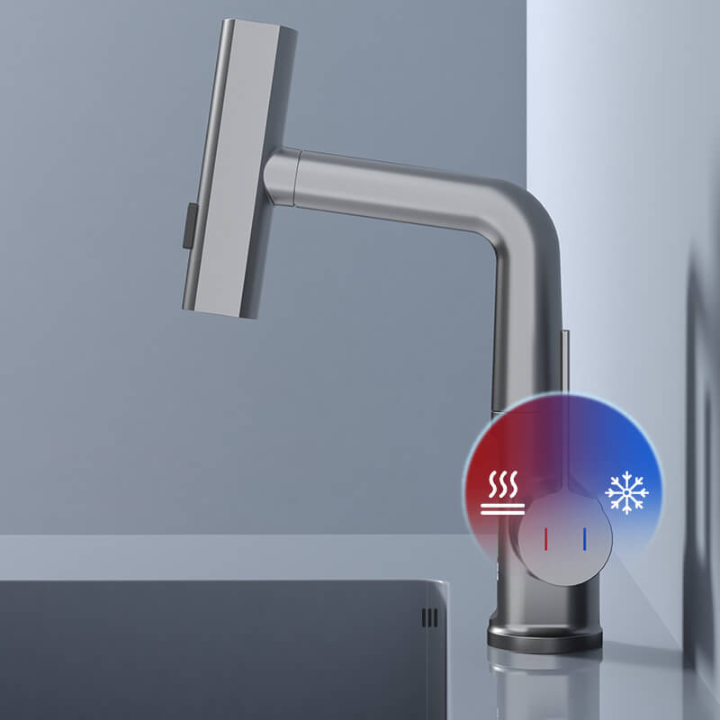 Stijlvolle zwarte AquaPrestige uittrekbare keukenkraan met ingebouwd temperatuurdisplay voor precisie.