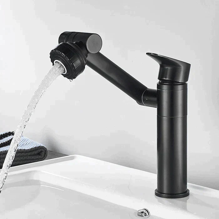 Zwarte AquaTwirl 1080° draaibare mengkraan. Flexibele keukenkraan voor modern interieur.